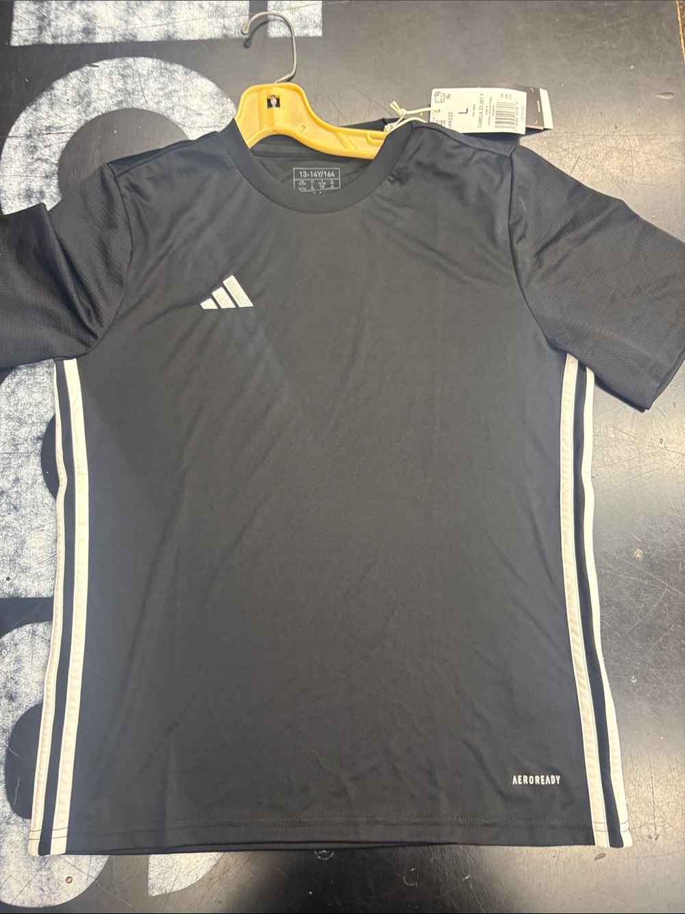 adidas Black Men’s AEROREADY Training Jersey with White Stripes Youth Large
